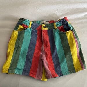 Girls 11-12 Boden Colorful Striped Shorts with heart pockets